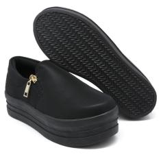 Imagem de Tênis Dk Uze Shoes Slip On Liso com Ziper Lateral Sola Borracha Alta Flat Feminino-Feminino