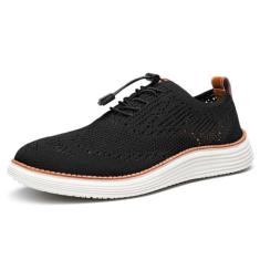 Imagem de GSOHINO Tênis masculino leve casual Oxfords Business Walking Shoes Mocassim confortável malha respirável suporte arco, Preto, 41