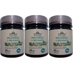 Imagem de Magnésio L-Treonato 600 mg Folhas & Raízes 60 Cápsulas Kit 3 Unidades