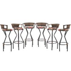 Imagem de Kit 6 Banquetas Charme Assento Estofado para Área Gourmet  - Coage Móv