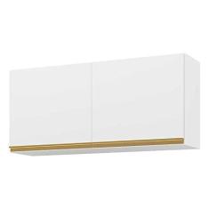 Imagem de Armário de Cozinha Aéreo 120cm 2 Portas Veneza Multimóveis V3682 Branco/dourado