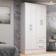 Imagem de Guarda-Roupa Solteiro Europa 4 Portas 2 Gavetas Cor Branco