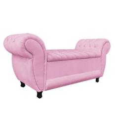 Imagem de Recamier Baú Londres 1,20 M Suede Rosa Bebê D'rossi - Drossi