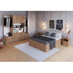 Imagem de Quarto Casal Com Cama, Guarda-Roupas E Mesas De Cabeceira 140 Tókio Mo