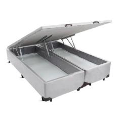 Imagem de Cama Box Cosmopolita Baú Bipartido King Size Camurça Cinza 193X203 - M