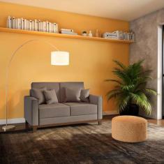Imagem de Sofá 2 Lugares Tailândia Base De Madeira Linho Cotton Bege - Mobly