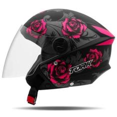 Imagem de Capacete Aberto Feminino Masculino New Liberty 3 Flowers Rosa Pro Tork
