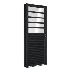 Imagem de Porta de Aço de Giro Mista com Travessa 215x85cm Aço Pronto Riobras Preto