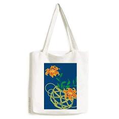 Imagem de PaintingJ bolsa de lona apanese flor amarela bolsa de compras casual bolsa de mão