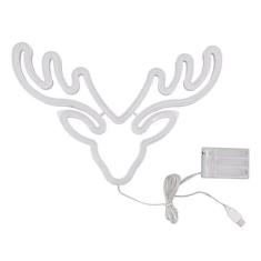 Imagem de Sinal de Luz Neon Elk, Alimentado por Bateria USB, Enfeites de Decoração de Parede de Quarto de Natal, Iluminação Aconchegante de Formato Especial, Lâmpada LED de PVC Pode Ser