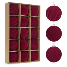 Imagem de Artmag Conjunto de 15 peças de bolas de Natal de veludo para pendurar, bolas de árvore de Natal flocadas de plástico à prova de estilhaçamento, decorações de Natal, festivais, festas de fim de ano