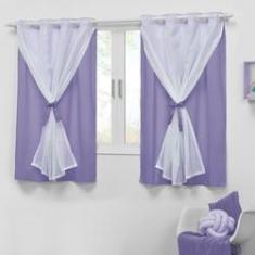 Imagem de Cortina Infantil Quarto de Criança 2,00X1,70 Voal Lilás Teen