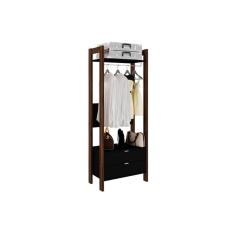 Imagem de Guarda Roupa Closet Modulado AZ1011 c/ 2 Gavetas e 1 Prateleira cor Preto/Nogal - Tecno Mobili