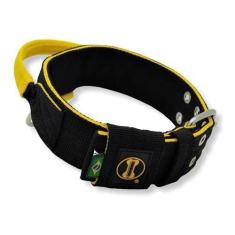 Imagem de Coleira Poderosso Com Alça Pitbull Preto/Amarelo Cachorro - Amorosso
