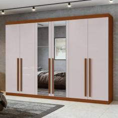 Imagem de Guarda-roupa 6 Portas 4 Gavetas Bertha com Espelho Frassino/off White