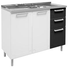 Imagem de Balcão 105x85,3cm em Aço 3 Portas com Cuba Inox - Bertolini 6015 Múltipla