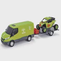 Imagem de Miniatura van Brinquedo + Carrinho Sertoes Equipe rally Usual 631 Verde