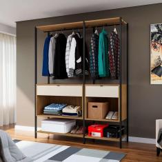 Imagem de guarda-roupa closet modulado maverick 2 gv carvalho e off white 150 cm