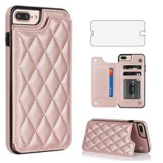 Imagem de Asuwish Capa de telefone para iPhone 7plus 8plus 7/8 Plus capa carteira com protetor de tela e suporte de cartão de crédito RFID de couro acessórios para celular i Phone7s 7s + 7+ 8s 8+ Phones8 7p 8p