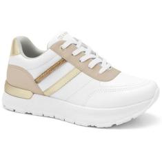 Imagem de Tênis Casual Feminino Jogging Branco Ouro Ramarim 2488203-0009