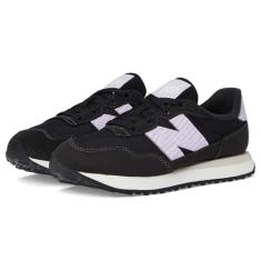 Imagem de New Balance Tênis infantil unissex 237 V1 com cadarço, Preto/Lilás Glo, 17