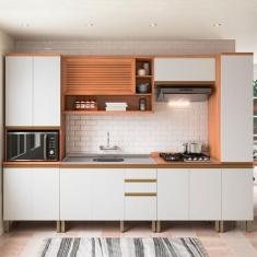 Imagem de Cozinha Completa Macadâmia 12 Portas 3 Gavetas Freijó/Branco 914432 -