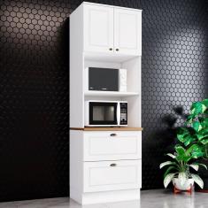 Imagem de Armário de Cozinha Compacta Americana 2 Portas 2 Gavetas 100% Mdf C351 Branco/Nature - Pnr Móveis