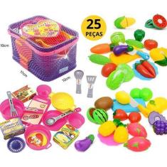 Imagem de Brinquedo Cozinha Infantil Comidinhas Frutas E Legumes  C/ Cestinha De