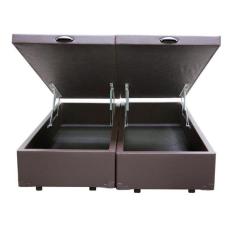 Imagem de Base Box Baú Casal Bipartido Sintético Marrom 39x138x188