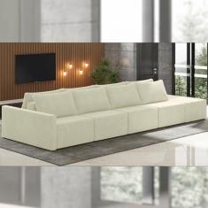 Imagem de Sofá Ilha Modulado Milos 432cm Puff Lateral Veludo Bege G33 - Gran Belo