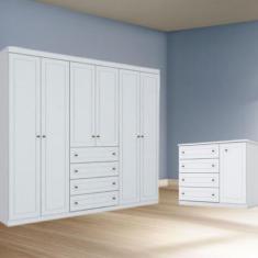 Imagem de Conjunto Quarto Henn Americana 2 Peças 7 Portas 8 Gavetas Guarda Roupa