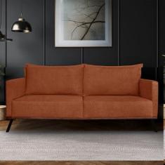Imagem de Sofá Living 2 Lugares com Pés de Ferro Almofadas Soltas 180cm Saiph Bouclê Terracota G63 - Gran belo