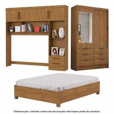 Imagem de Guarda Roupa Casal Modulado Sevilha 4 e 2 Portas 8 Gavetas com Espelho e Cama Casal Carioca Móveis