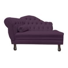 Imagem de Recamier Sofá Direito Larissa 120cm Sala Veludo Roxo - Incasa Decor -