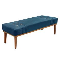 Imagem de Recamier Decorativo 160cm Kors Veludo Pés De Madeira Azul Marinho G63