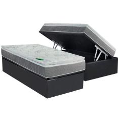 Imagem de Conjunto Box Baú Solteiro Colchão Molas Luckspuma Ensacadas Maxi Life + Base Crc Suede Gray (88x188)