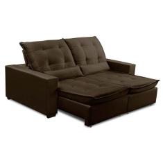 Imagem de Sofa Retratil Reclinavel 2 Lugares 2,70m Atlantis Veludo Marrom Lansofbr
