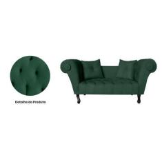 Imagem de Recamier Decorativo Divã Dubai Suede Verde Pés Madeira Ms Decor - Não