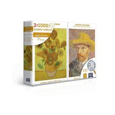 Imagem de Quebra-Cabeça 2x 1000 Peças Retrato e Girassóis - Van Gogh - Toyster