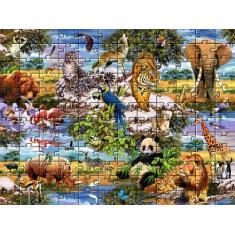 Imagem de 4 Quebra-Cabeça Cognitivo Idosos Animais Selvagens 24 pc - Coleção TEA