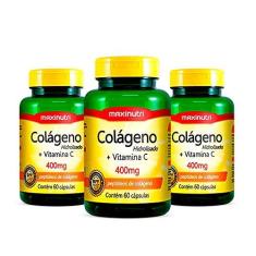 Imagem de Kit 03 Colageno Hidrolisado com Vitamina C 400mg 60 Capsulas Loja Maxinutri