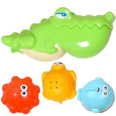 Imagem de Brinquedo Educativo Para Banho Jacaré Bocão Cata Bolinhas 4 Peças