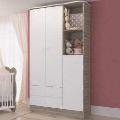 Imagem de Guarda-roupa Infantil 3 Portas 2 Gavetas Fresno/branco - Percasa