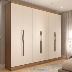 Imagem de Guarda-Roupa Casal Dinamarca 6 Portas 2 Gavetas Nature/Off White - Panorama Móveis