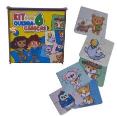 Imagem de Brinquedo Pedagógico Madeira Estojo 6 Quebra Cabeça Infantil - Rafabox