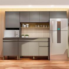 Imagem de Armários para Cozinha com Balcão com Tampo Line Gris/Freijó