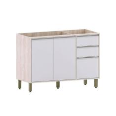 Imagem de Balcão De Cozinha Sem Tampo 120 Cm 2 Portas E 3 Gavetas Art Luciane Móveis