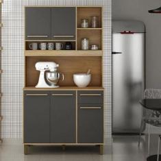 Imagem de Armário De Cozinha 5 Portas 1 Gaveta  Ametista  - Cinamomo/Grafite - V