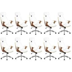 Imagem de Kit 10 Cadeiras de Escritório Presidente Giratória com Apoia Cabeça Of