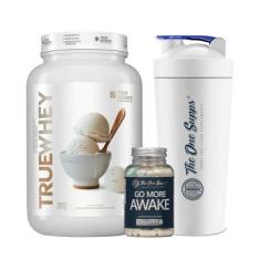 Imagem de True Whey - Hidrolisado e Isolado - Sabor Fior Di Latte - 837g - True Source + Coqueteleira The One 600ml + Awake